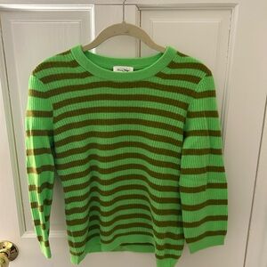 American Vintage Lime and Olive Striped Knit